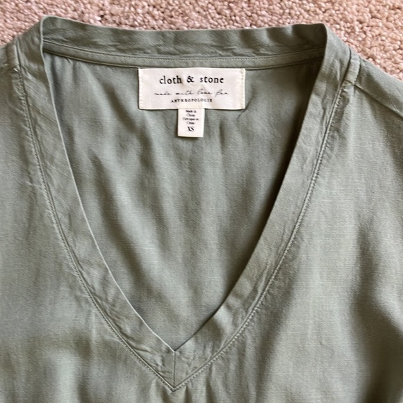 Anthropologie Cloth & stone belted dress worn once excellent condition olive - Picture 3 of 4